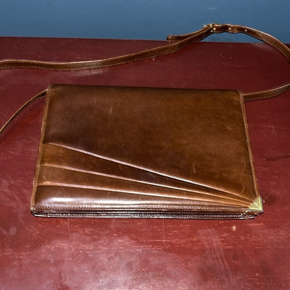 Vintage Salvatore Ferragamo Chocolate Brown Leather Clutch w/ Detachable Strap - Picture 2 of 10